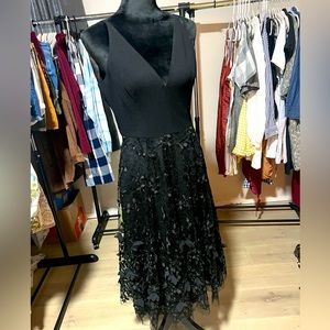 Dress the population black lace dress